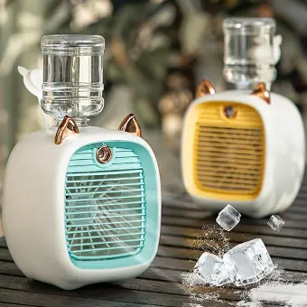 Desk Mini Fan With Humidifier,USB Rechargeable Cooler,Portable Air Conditioners,Large Capacity,3 Gear for Summer Home Appliance - Image 2